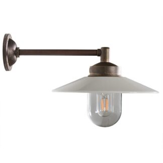 Stallampa Falsterbo rak 90 antikbeh. mässing/vit skärm