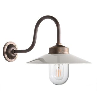 Stallampa Koster svanhals antikbeh. mässing/vit skärm